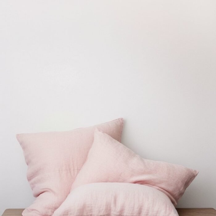 Zestaw 2 lnianych poszewek na poduszki Euro – róż